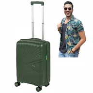 Walizki - WALIZKA KABINOWA 55x35x23 CIEMNOZIELONA PODRĘCZNA DO SAMOLOTU LEKKA PP - miniaturka - grafika 1