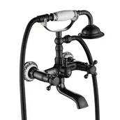 Baterie wannowe i prysznicowe - Czarna bateria wannowa retro Rustico Rea - miniaturka - grafika 1