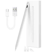 Akcesoria do tabletów i e-booków - Rysik do Apple iPad Alogy Pencil z funkcją Palm Rejection Pressure Sensing Tilt Magnetyczny USB-C + 3 zapasowe końcówki Biały - miniaturka - grafika 1