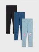 Spodnie i spodenki dla dziewczynek - Sinsay - Jegginsy 3 pack - niebieski - miniaturka - grafika 1