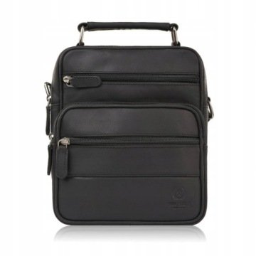 Saszetka męska na ramię skórzana do pracy vintage czarna Paolo Peruzzi