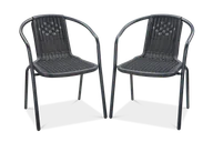Fotele i krzesła ogrodowe - Zestaw KRZESEŁ Krzesło Ogrodowe SIMPLE Grafit na Taras Metal Komplet 2 szt - miniaturka - grafika 1