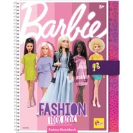 Kolorowanki, wyklejanki - Lisciani, Barbie Sketch Book Fashion Look Book+ 4 pisaki, 4 kredki i naklejki - miniaturka - grafika 1