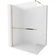 Ścianki i drzwi prysznicowe - Mexen Kioto+ ścianka prysznicowa z półką i relingiem 100 x 200 cm, szron 8 mm, złota - miniaturka - grafika 1