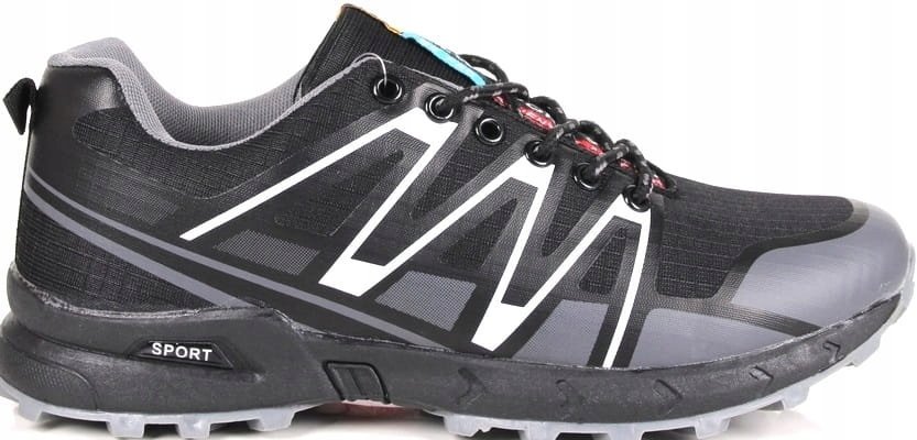 CZARNO SZARE BUTY TREKKINGI OUTDOOR BUTY SZNUROWANE MOCNE LEKKIE DLA PANÓW