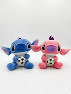 Maskotki i pluszaki - Zestaw 2 maskotek kosmicznych z piłką nożną – niebieska i różowa - miniaturka - grafika 1