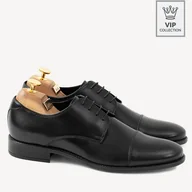Półbuty męskie - Eleganckie derby ze skóry naturalnej Gordon czarne - BRILU - miniaturka - grafika 1