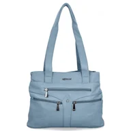 Torebki damskie - Torebka Damska Na Ramię Shopper Bag firmy Hernan 8006 Błękitna - miniaturka - grafika 1