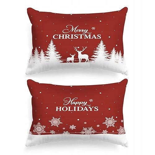 Poszewki na poduszki świąteczne 40x61 cm len bawełna 2 szt