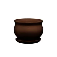 Donice - Doniczka ceramiczna z podstawką kokarda 13 x 17,5 cm brąz mat symbol 661 - miniaturka - grafika 1