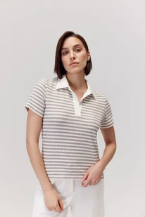 T-shirt polo Nees szary - Koszulki i topy damskie T-shirt polo Nees szary - Koszulki i topy damskie - miniaturka - grafika 1