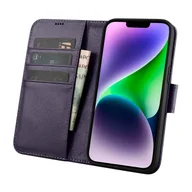 Etui i futerały do telefonów - iCarer Wallet Case 2in1 etui iPhone 14 Plus skórzany pokrowiec z klapką Anti-RFID ciemnofioletowy (WMI14220727-DP) - miniaturka - grafika 1