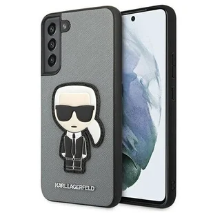 Karl Lagerfeld Etui HC Saffiano Ikonik Patch Galaxy S22 Plus, srebrne KLHCS22MOKPG - Etui i futerały do telefonów - miniaturka - grafika 1