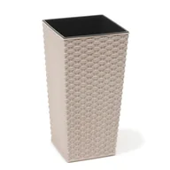 Donice - Doniczka FINEZJA ECO 25 x 25 rattan biały Lamela - miniaturka - grafika 1