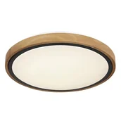 Lampy sufitowe - Globo Bruno 41764-12 plafon lampa sufitowa 1x12W LED 3000-4500-6000K czarny/drewniany - miniaturka - grafika 1