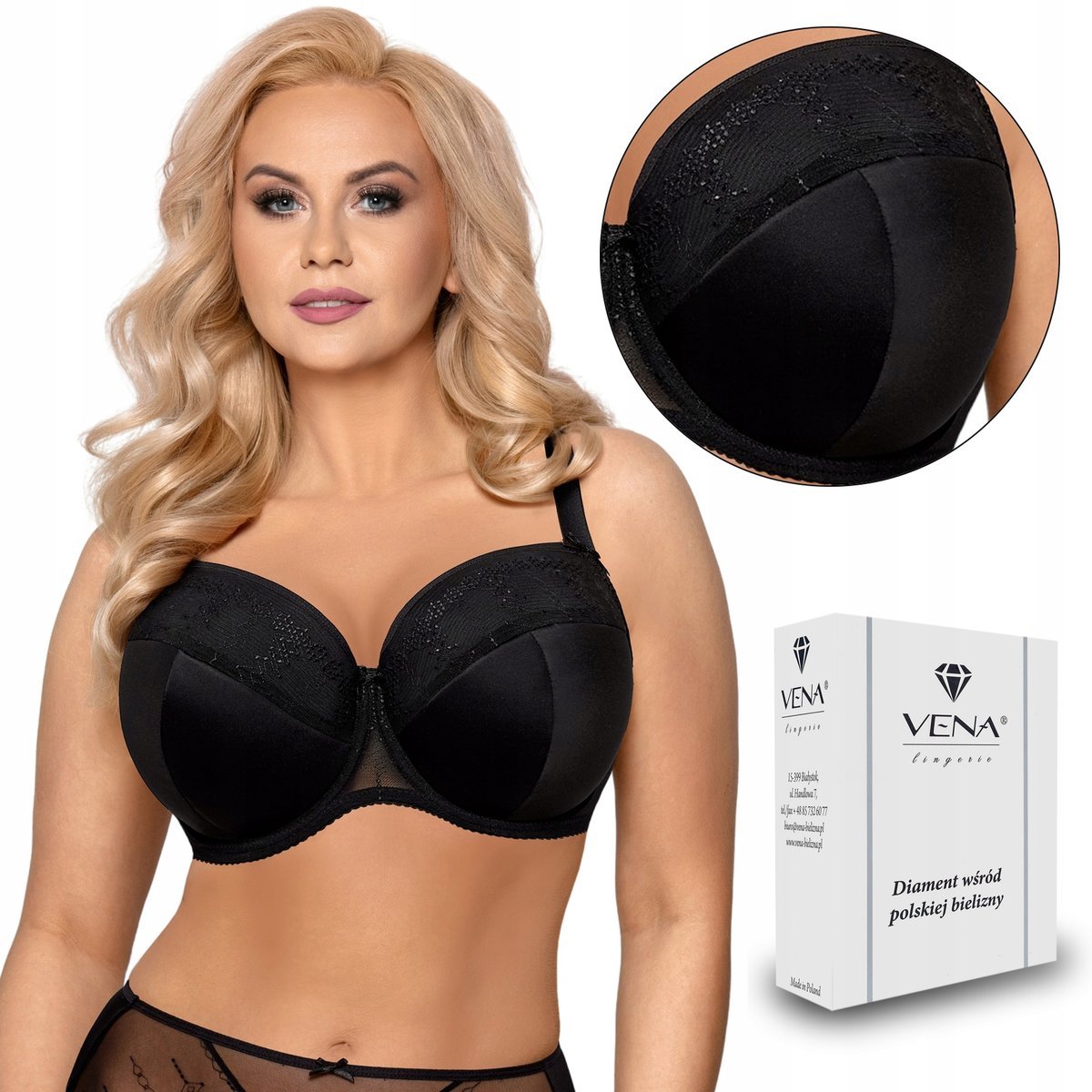 Wygodny Biustonosz Full Cup Vena Vb-430 Czarny 80D