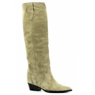 Oliwkowe kowbojki zamszowe na niskim obcasie CARINII - Carinii - Kozaki damskie - miniaturka - grafika 1
