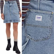 Spódnice - Lee WORKWEAR MILITARY SKIRT Down Pour DżINS TRAPEZOWA JEANSOWA SPÓDNICA W26 - miniaturka - grafika 1
