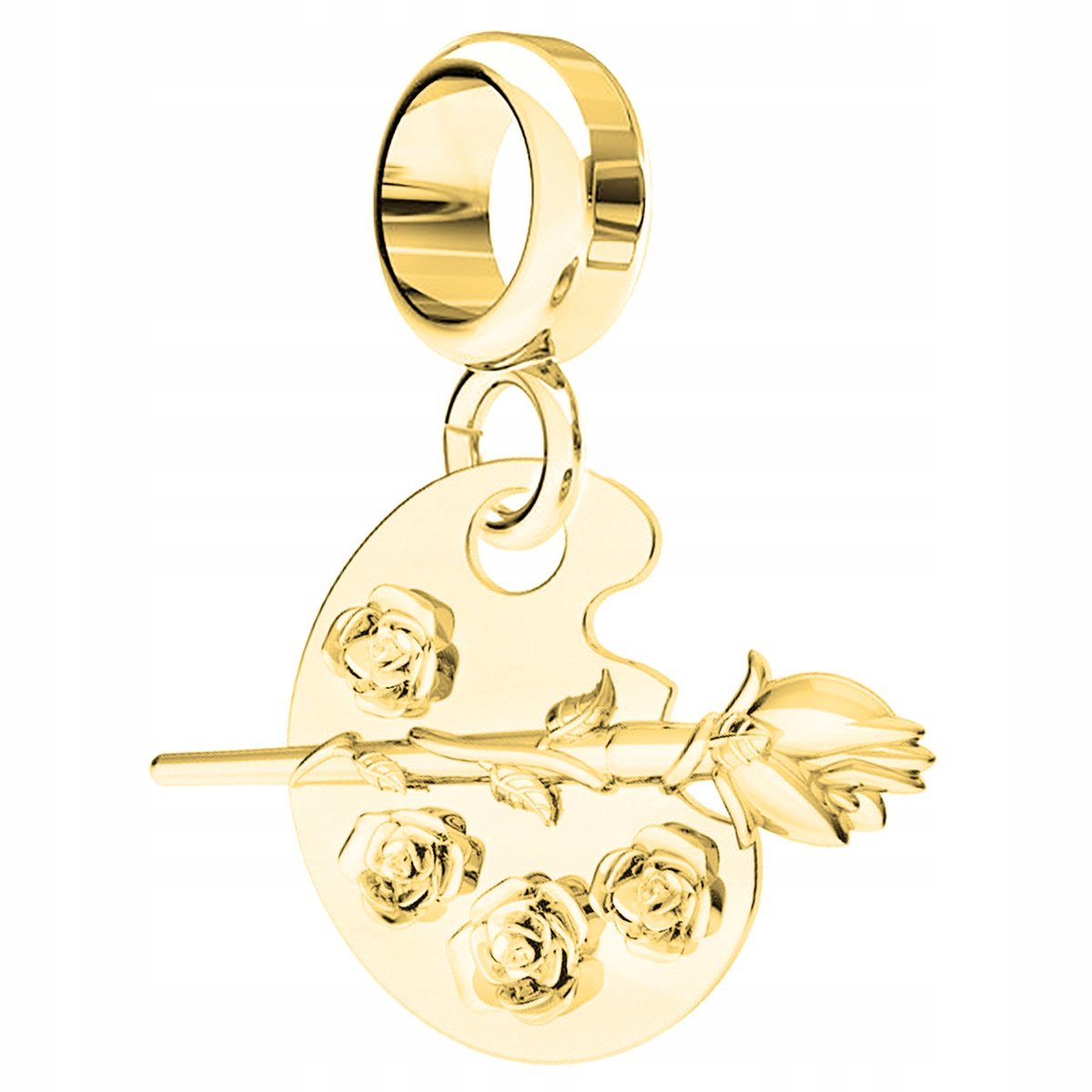 Charms Złoty Paleta do Farb Frida Khalo Pędzel Farby Róże Różą SREBRO 925