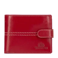 Portfele - Damski portfel skórzany z przeszyciami czerwony - miniaturka - grafika 1
