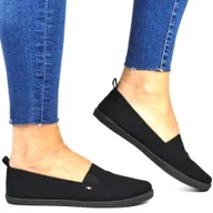 Trampki damskie - DAMSKIE TENISÓWKI WSUWANE SLIP ON BUTY SPORTOWE 7655 CZARNE - miniaturka - grafika 1