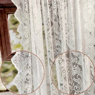 Firana koronkowa do pokoju z perełkami do salonu BOHO 280/260cm - Firany - miniaturka - grafika 1