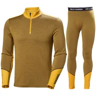 Pozostała odzież narciarska - Helly Hansen Lifa Merino Midweight H/Z, komplet, męski, żółty - miniaturka - grafika 1