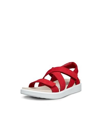 ECCO Damskie miękkie sandały krzyż pasek, chili RED, 4 UK