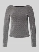 Bluzki damskie - Bluzka o kroju regular fit z długim rękawem i fakturowanym wzorem model ‘JINA’ - miniaturka - grafika 1