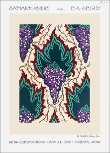 Grape pattern Art Nouveau pochoir print in oriental style, E. A. Séguy -  plakat Wymiar do wyboru: 61x91,5 cm - Plakaty - miniaturka - grafika 1