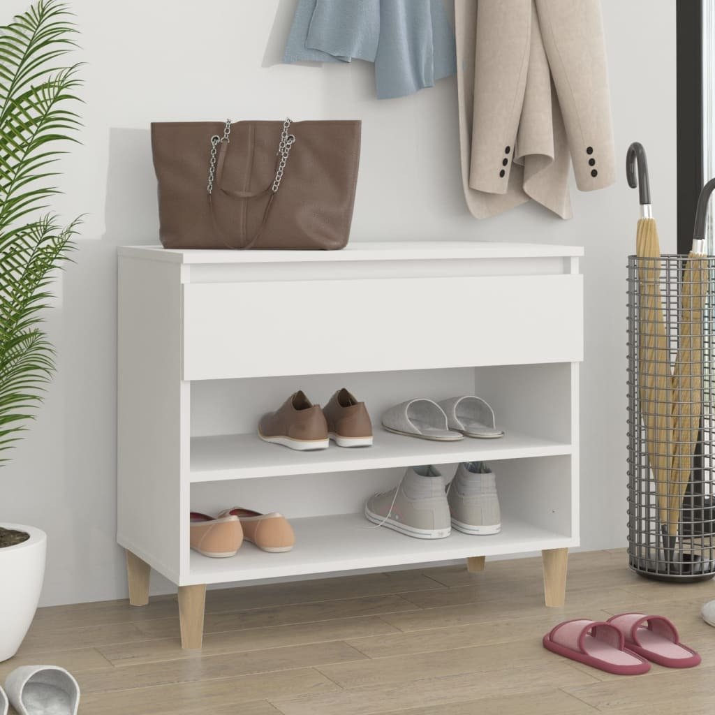 Stojak na buty biały 70x36x60 cm materiał drewnopochodny