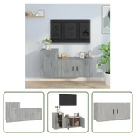 Szafki RTV - The Living Store 2-częściowa szafka pod telewizor betonowa szara materiał drewnopochodny - miniaturka - grafika 1
