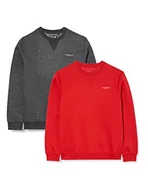 Bluzy męskie - Crosshatch Bluza męska Traymax Crew, Czerwony/Węgiel drzewny, S - miniaturka - grafika 1