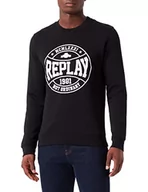 Bluzy męskie - Replay Bluza męska M6254, 098 czarna, 3XL - miniaturka - grafika 1