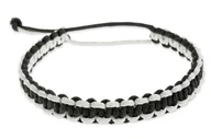 Bransolety męskie - Męska Bransoletka Pleciona Black And White - miniaturka - grafika 1