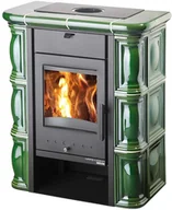 Piece wolnostojące - Haas+Sohn piecyk TREVISO MINI kafle zielone - miniaturka - grafika 1