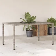 Stoły ogrodowe - vidaXL Stół ogrodowy ze szklanym blatem, szary, 150x90x75cm, rattan PE - miniaturka - grafika 1