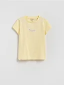 Koszulki dla dziewczynek - Reserved - T-shirt z haftem - żółty - miniaturka - grafika 1