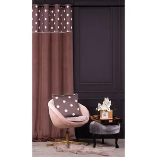 Zasłona CHIC DOTS 140 x 270 cm przelotki brązowy - Zasłony - miniaturka - grafika 1