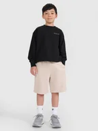 Spodnie i spodenki dla chłopców - 4F Spodenki dresowe chłopięce - beżowe 122 (6-7 lat) - miniaturka - grafika 1