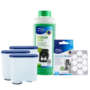 Zestaw do Ekspresu Philips Saeco, Filtr AL-Clean 3 szt, Odkamieniacz Aqualogis Verde 500ml, Tabletki Czyszczące Aqualogis Cleaneo 10 szt. - Akcesoria i części do ekspresów do kawy - miniaturka - grafika 1