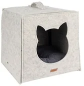 Legowiska dla kotów - Amiplay HYGGE Kostka dla kota Quick Press 2in1 - beżowa - miniaturka - grafika 1