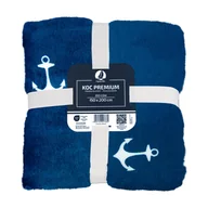 Koce - Koc polarowy 150x220 granatowy, ciepły, miękki DLA ALERGIKÓW - miniaturka - grafika 1