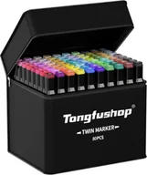 Przybory szkolne - Tongfushop Zestaw 80 Kolorowych Markerów z Podwójną Końcówką Torbą - miniaturka - grafika 1