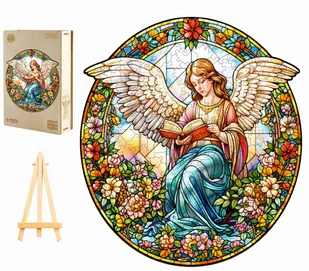 PUZZLE DREWNIANE DUŻE 280 ELEMENTÓW ANIOŁ WITRAŻ W DREWNIANYM PUDEŁKU - Puzzle - miniaturka - grafika 1