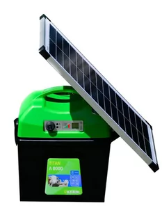 KERBL Elektryzator akumulatorowy TITAN A 8000 8,0 J + Panel słoneczny 25W do elektryzatorów - Smycze dla psów - miniaturka - grafika 1