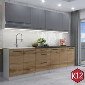 Meble kuchenne - Meble kuchenne z Blatem 2,6 m Flip dąb wotan szary [M1-K12] - miniaturka - grafika 1