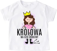 Koszulki dla dziewczynek - Koszulka na urodziny dla dziewczynki - brązowe włoski - miniaturka - grafika 1