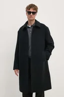 Płaszcze męskie - Calvin Klein Jeans płaszcz wełniany kolor czarny przejściowy J30J326105 - miniaturka - grafika 1