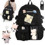 Plecaki worki - POJEMNY Plecak Szkolny Miejski MŁODZIEŻOWY + Kłódka +2 Breloki +3 Przypinki COWPACK-01 - miniaturka - grafika 1